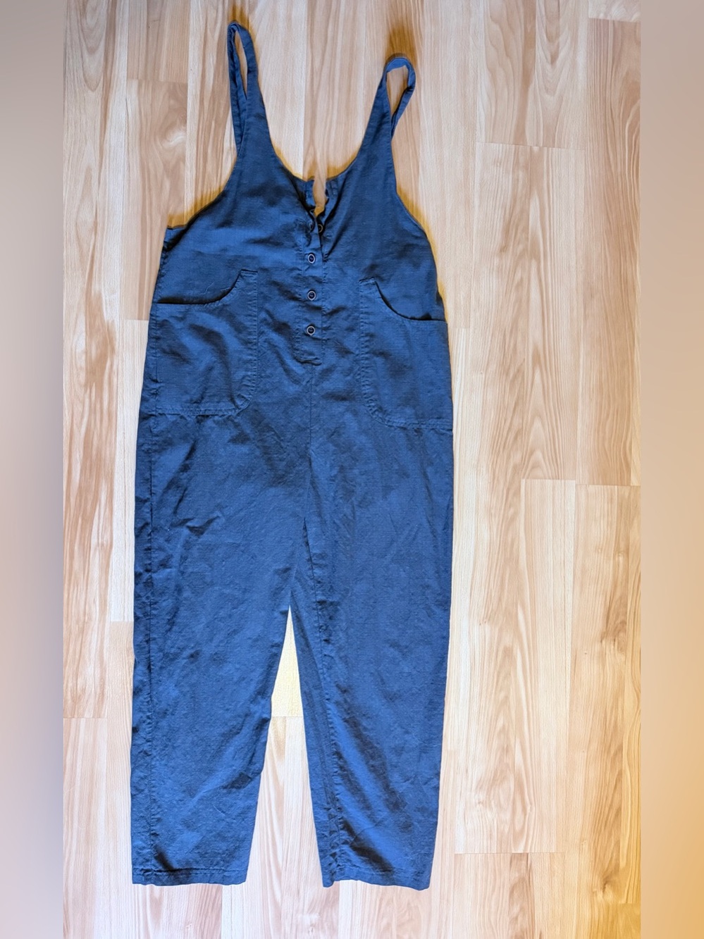 Yeokou Women's Gray Cotton Linen Overall Jumpsuit Size Med
